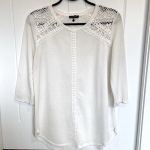 Dynamite Crochet Embroidered Top with 3/4 Length Sleeve | Size L